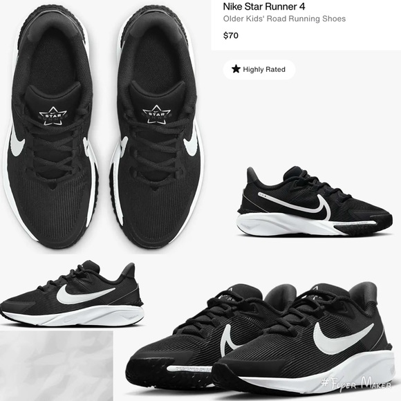 Nike Black & White Running Shoes - size 6 Youth - Picture 16 of 16